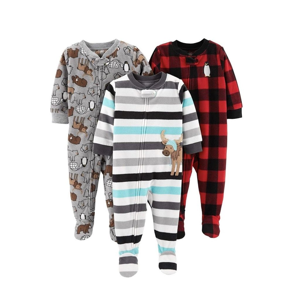 Simple Joys by Carter'S Toddler Boys' 3-Pack Loose Fit Fleece Footed 18 Months